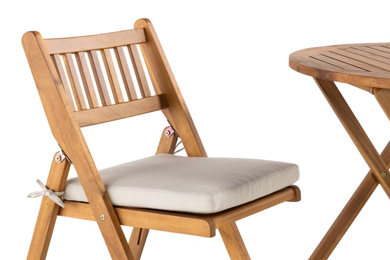 MANALI Cafébord 60 cm Runt Akacia + 2 Stolar - Balkonggrupper - Caféset