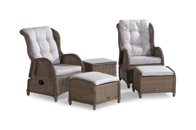 Marcus Caféset med 2 Reclinerfåtöljer Utomhus m Dyna, Natur