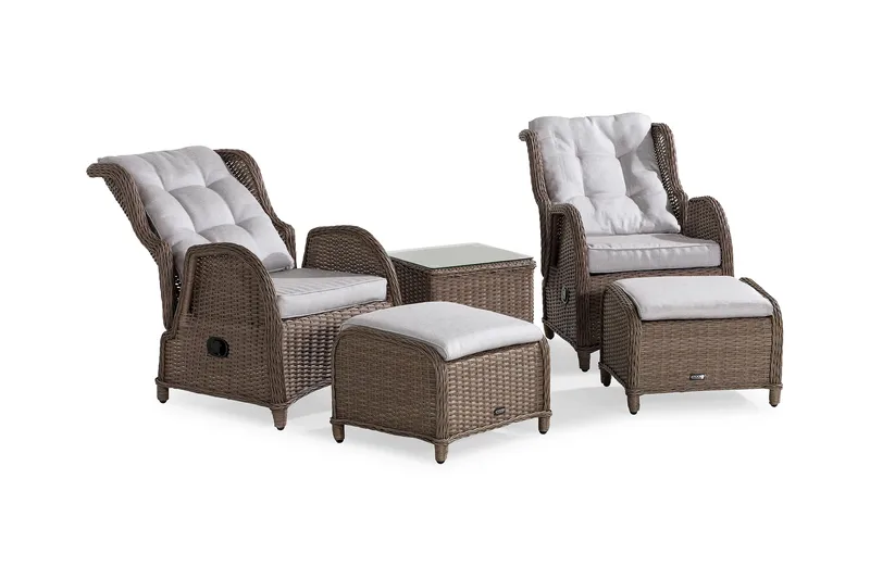 Marcus Caféset med 2 Reclinerfåtöljer Utomhus m Dyna - Natur - Utemöbler - Utegrupp - Caféset