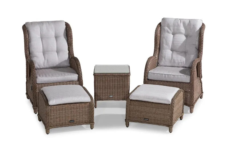 Marcus Caféset med 2 Reclinerfåtöljer Utomhus m Dyna - Natur - Utemöbler - Utegrupp - Caféset