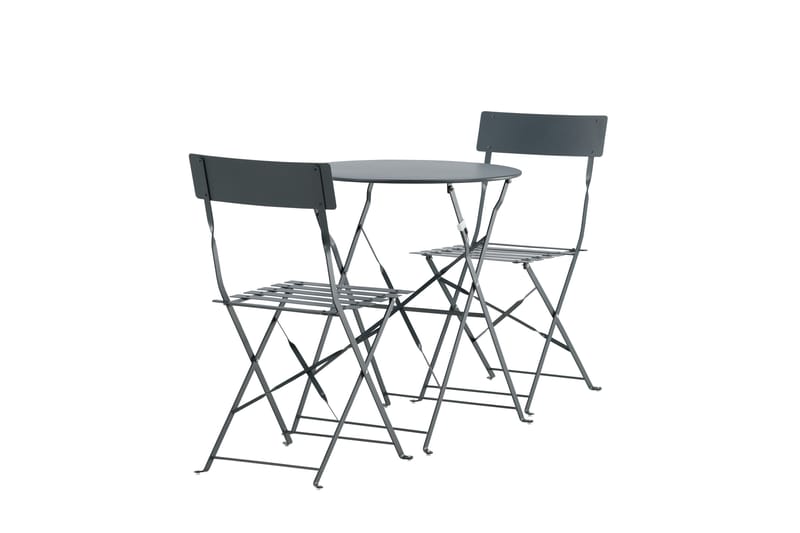 Marseille Caféset Rund Ø60 cm + 2 Matstolar Utomhus - Mörkgrå - Utemöbler - Utegrupp - Caféset