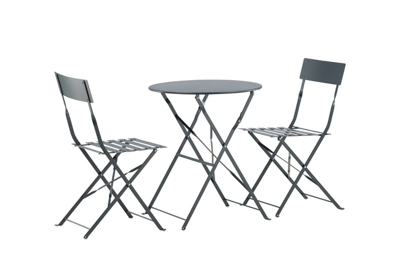 Marseille Caféset Rund Ø60 cm + 2 Matstolar Utomhus - Mörkgrå - Utemöbler - Utegrupp - Caféset