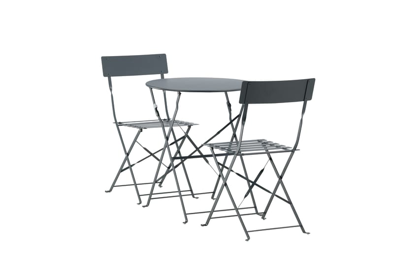 Marseille Caféset Rund Ø60 cm + 2 Matstolar Utomhus - Mörkgrå - Utemöbler - Utegrupp - Caféset