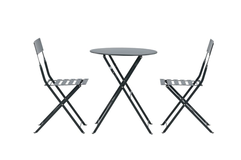 Marseille Caféset Rund Ø60 cm + 2 Matstolar Utomhus - Mörkgrå - Utemöbler - Utegrupp - Caféset