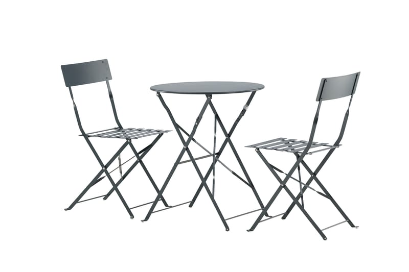 Marseille Caféset Rund Ø60 cm + 2 Matstolar Utomhus - Mörkgrå - Utemöbler - Utegrupp - Caféset