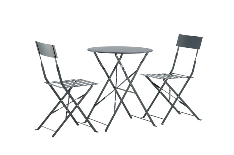 Marseille Caféset Rund Ø60 cm + 2 Matstolar Utomhus - Mörkgrå - Utemöbler - Utegrupp - Caféset
