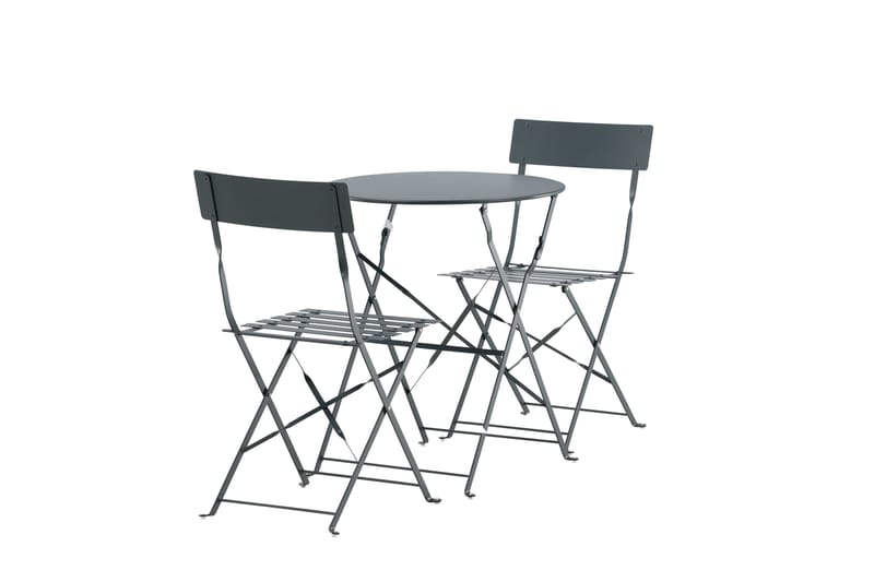 Marseille Caféset Rund Ø60 cm + 2 Matstolar Utomhus - Mörkgrå - Utemöbler - Utegrupp - Caféset