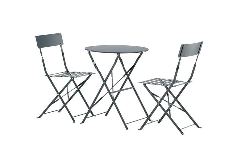 Marseille Caféset Rund Ø60 cm + 2 Matstolar Utomhus - Mörkgrå - Utemöbler - Utegrupp - Caféset