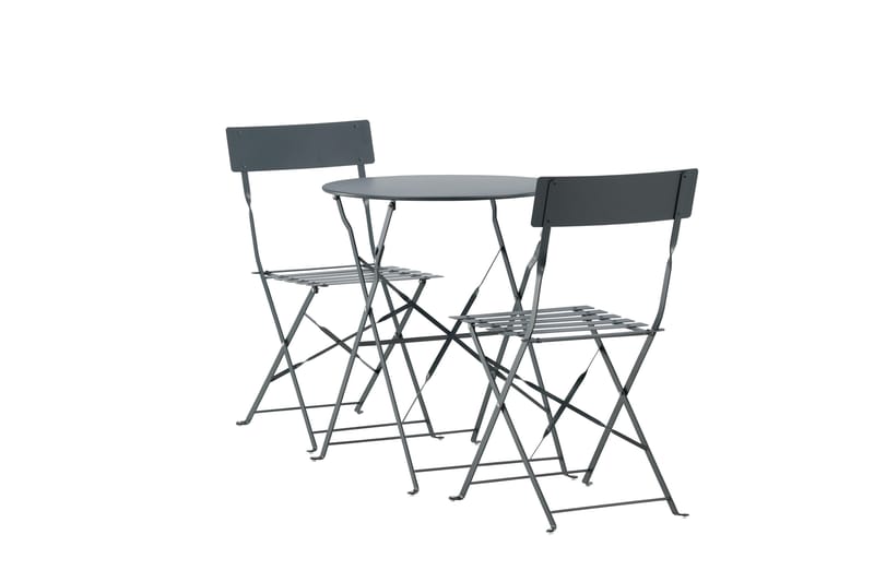 Marseille Caféset Rund Ø60 cm + 2 Matstolar Utomhus - Mörkgrå - Utemöbler - Utegrupp - Caféset
