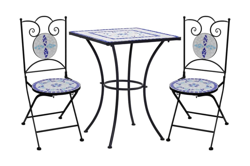 Mosaikbord 3 st keramik blå och vit - Blå - Caféset - Balkonggrupper