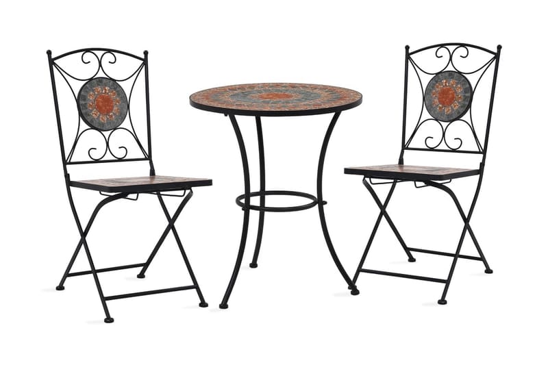 Mosaikbord 3 st keramik orange/grå - Orange - Utemöbler - Utegrupp - Caféset