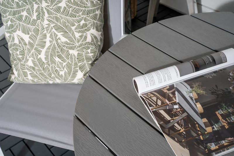 Parma Caféset Rund Ø90 cm + 2 Copacabana Karmstolar - Brun/Vit - Utemöbler - Balkong - Balkongmöbler - Balkonggrupper