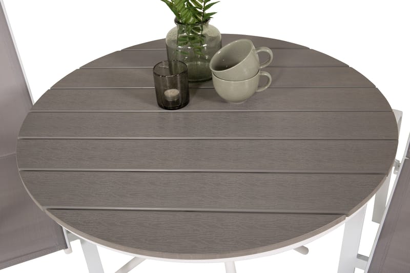 Parma Caféset Rund Ø90 cm + 2 Copacabana Karmstolar - Brun/Vit - Utemöbler - Balkong - Balkongmöbler - Balkonggrupper