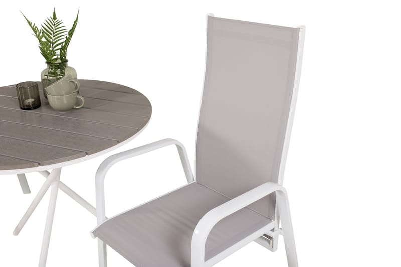 Parma Caféset Rund Ø90 cm + 2 Copacabana Karmstolar - Brun/Vit - Utemöbler - Balkong - Balkongmöbler - Balkonggrupper