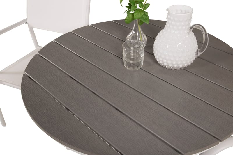 Parma Caféset Rund Ø90 cm + 2 Santorini Karmstolar - Brun/Vit - Utemöbler - Balkong - Balkongmöbler - Balkonggrupper