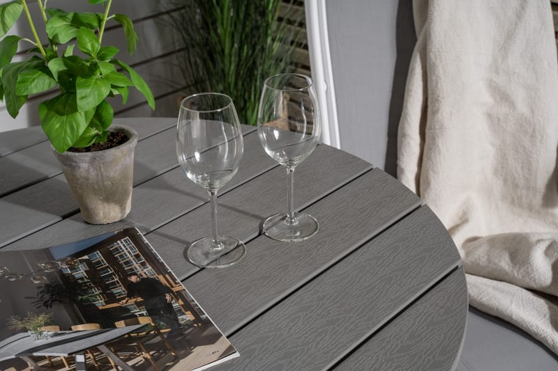 Parma Matgrupp Rund Ø90 cm + 2 Albany Matstolar - Vit/Grå - Utemöbler - Balkong - Balkongmöbler - Balkonggrupper