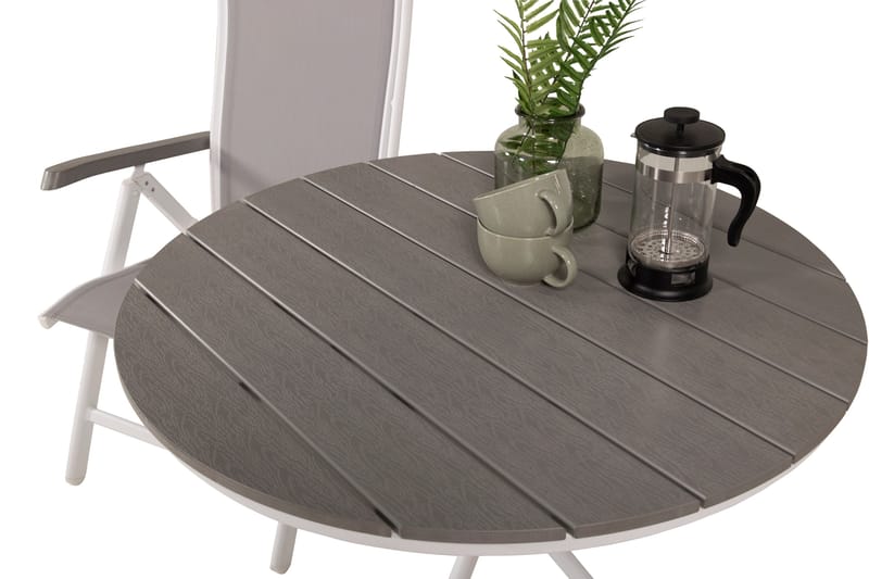 Parma Matgrupp Rund Ø90 cm + 2 Albany Matstolar - Vit/Grå - Utemöbler - Balkong - Balkongmöbler - Balkonggrupper