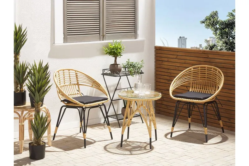 Pellaro Balkongset + 2 Utestolar m Dyna - Natur/Svart - Utemöbler - Utegrupp - Caféset