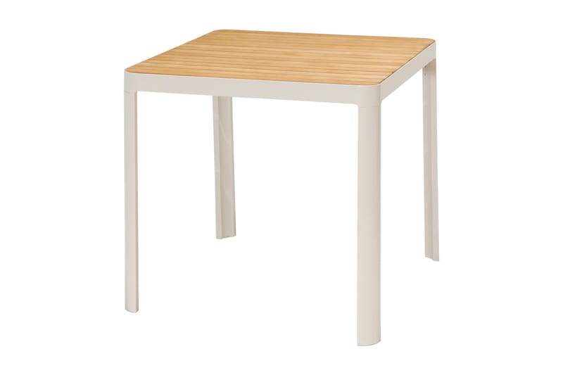 PORTALS Barbord 95 cm Vit/Teak + Barstol - Utemöbler - Utegrupp - Caféset