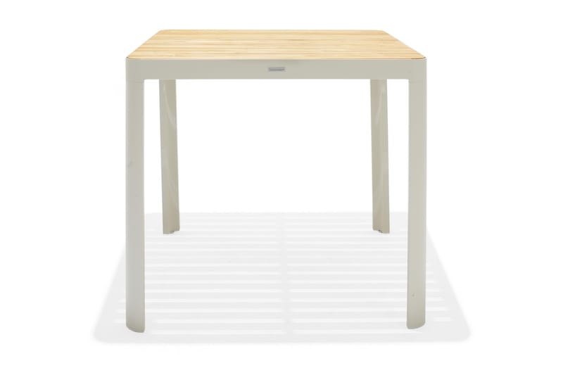 PORTALS Barbord 95 cm Vit/Teak + Barstol - Utemöbler - Utegrupp - Caféset