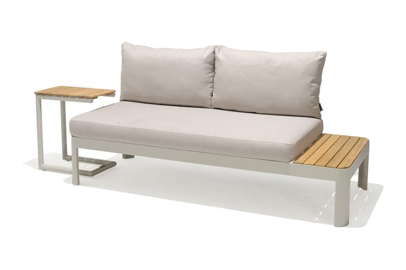 PORTALS Loungegrupp 2-sits Vit/Teak - Utemöbler - Utegrupp - Caféset