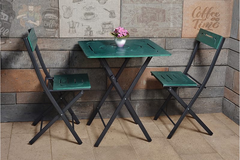 RIOTORTO Caféset 60 cm Blomma Grön/Svart + 2 Utestolar - Utemöbler - Utegrupp - Caféset