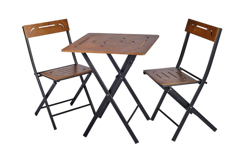 RIOTORTO Caféset 60 cm Blomma Natur/Svart + 2 Utestolar - Utemöbler - Utegrupp - Caféset
