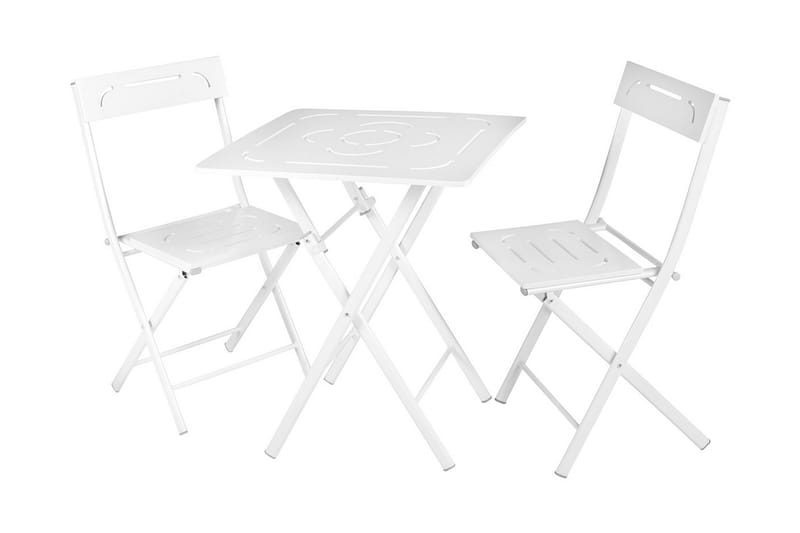 RIOTORTO Caféset 60 cm Blomma Vit + 2 Utestolar - Utemöbler - Utegrupp - Caféset