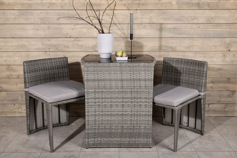 Savanna Caféset 50 cm + 2 Matstolar Utomhus - Grå - Utemöbler - Utegrupp - Caféset