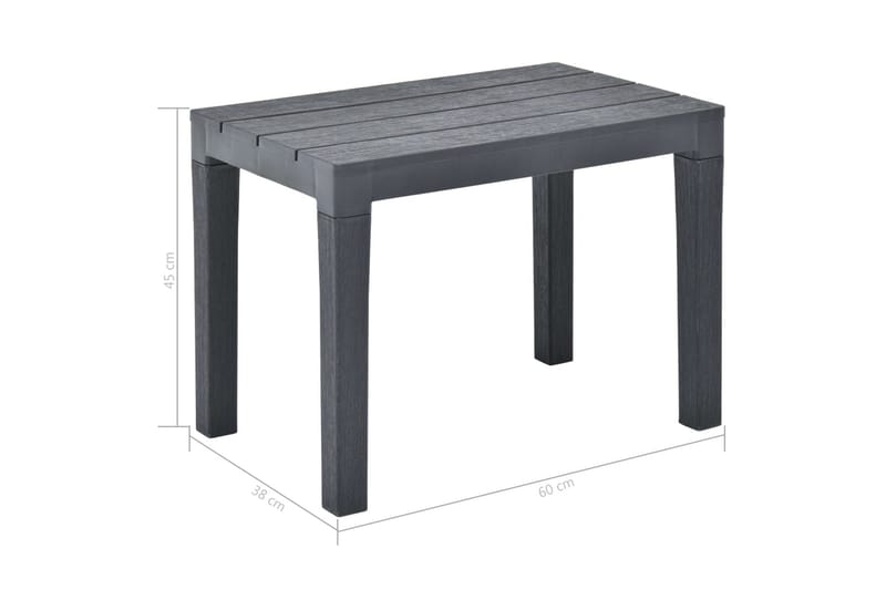 Trädgårdsbord med 2 bänkar plast antracit - Grå - Cafebord