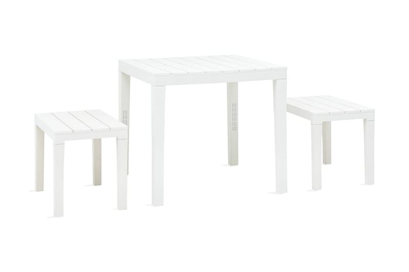 Trädgårdsbord med 2 bänkar plast vit - Vit - Caféset - Balkonggrupper