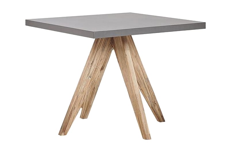 Trädgårdsset av Utebord och 4 pallar 90 x 90 cm OLBIA - Grå - Utemöbler - Utegrupp - Caféset