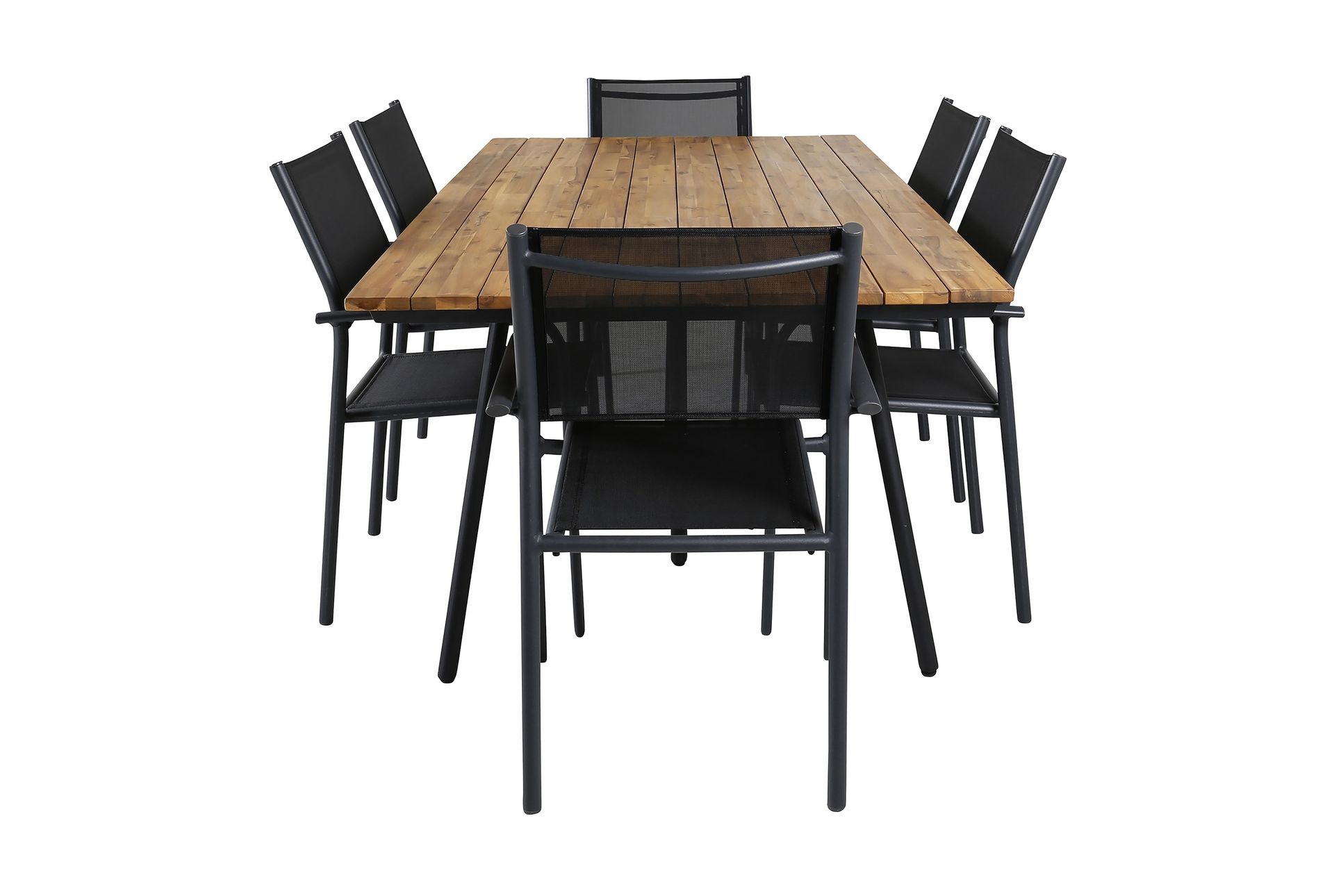 CHAN Matgrupp 200cm + 6 Santorini Karmstolar Svart/brun -