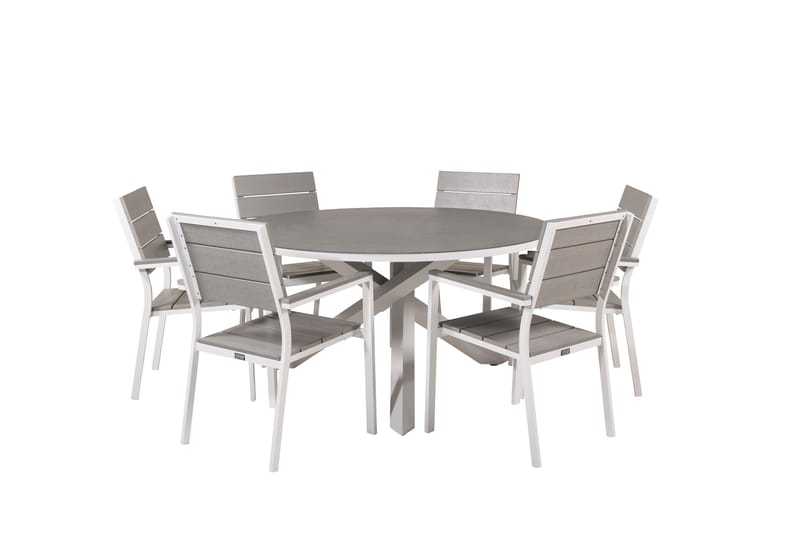 Copacabana Matgrupp Utomhus + 6 Utestolar - Vit/Grå - Utemöbler - Utegrupp - Matgrupper utomhus
