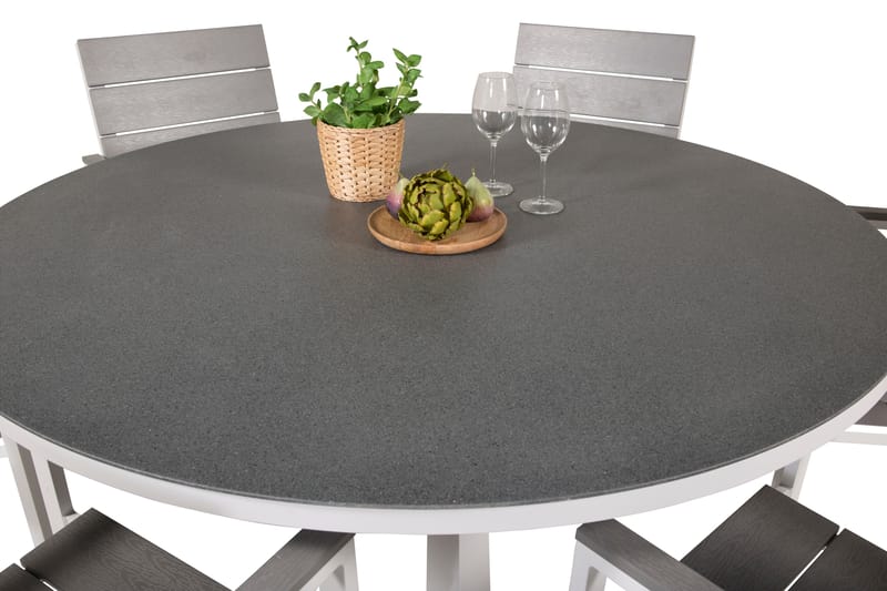 Copacabana Matgrupp Utomhus + 6 Utestolar - Vit/Grå - Utemöbler - Utegrupp - Matgrupper utomhus