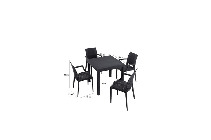 Daisi Matgrupp Utomhus 4-sits Svart - Utemöbler - Utegrupp - Matgrupper utomhus