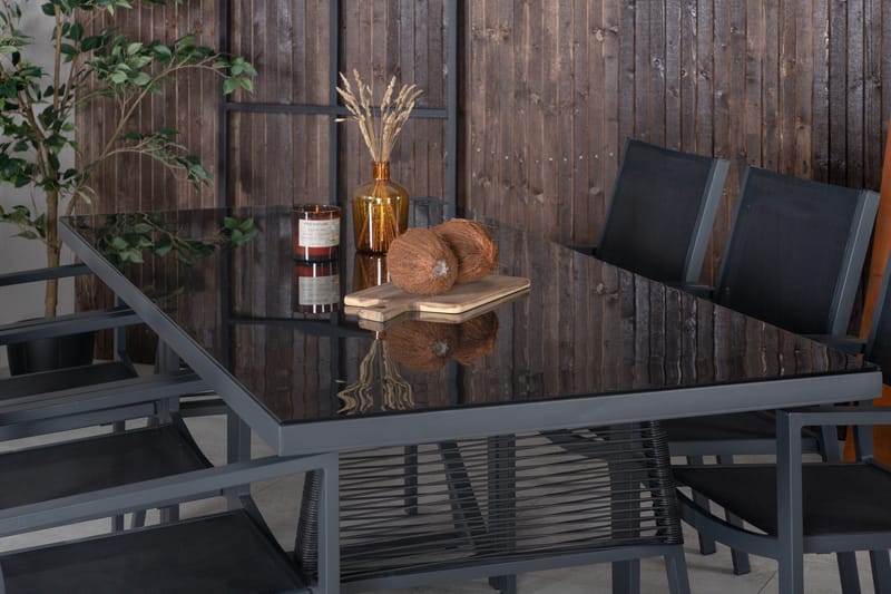 Dallas Matgrupp Utomhus cm Rektangulär med 6 Copacabana Utestolar - Svart - Utemöbler - Utegrupp - Matgrupper utomhus