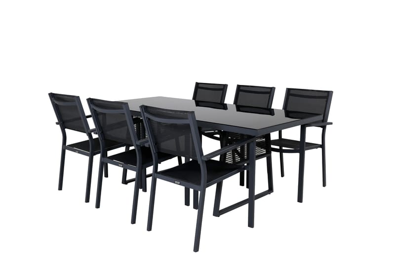 Dallas Matgrupp Utomhus cm Rektangulär med 6 Copacabana Utestolar - Svart - Utemöbler - Utegrupp - Matgrupper utomhus