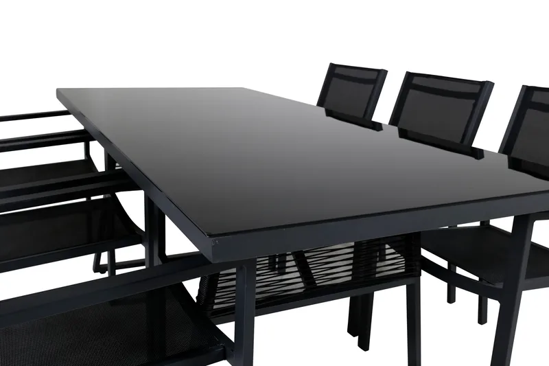 Dallas Matgrupp Utomhus cm Rektangulär med 6 Copacabana Utestolar - Svart - Utemöbler - Utegrupp - Matgrupper utomhus