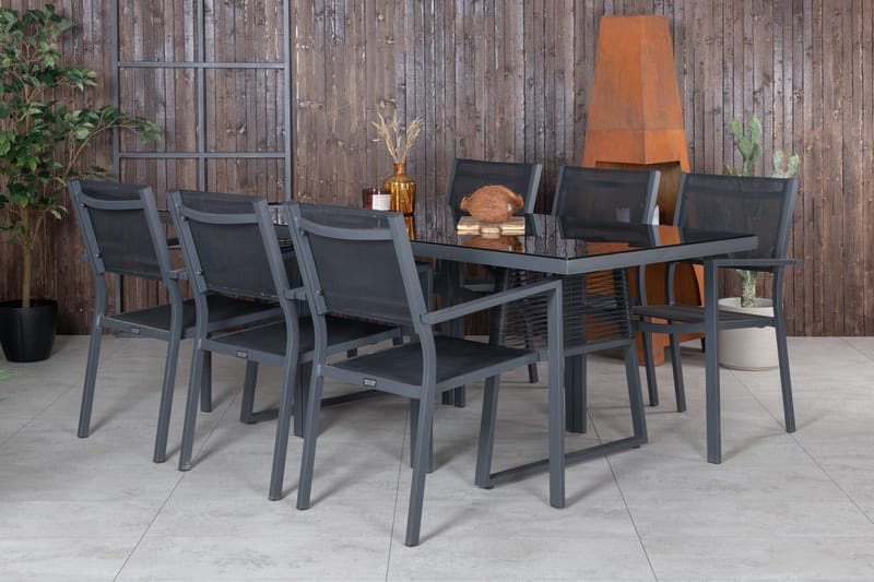 Dallas Matgrupp Utomhus cm Rektangulär med 6 Copacabana Utestolar - Svart - Utemöbler - Utegrupp - Matgrupper utomhus