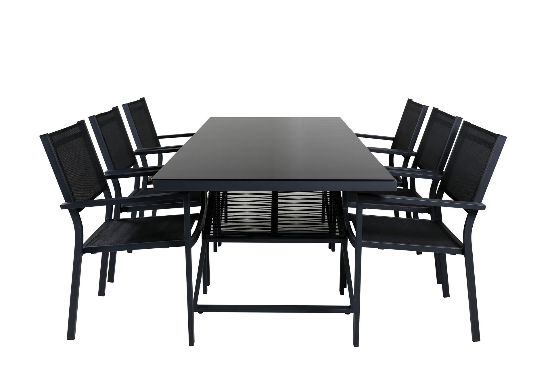 Dallas Matgrupp Utomhus cm Rektangul&auml;r med 6 Copacabana Utestolar - Svart
