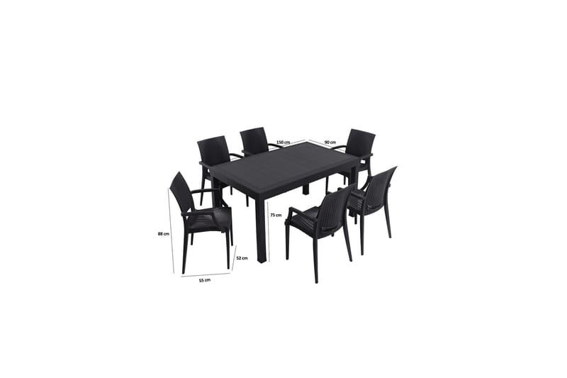 Deveron Matgrupp Utomhus 6-sits Svart - Utemöbler - Utegrupp - Matgrupper utomhus