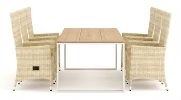 Devon utomhus matgrupp 210x100 cm med 6 Jenny matstolar - Beige/Teak - Utemöbler - Utegrupp - Matgrupper utomhus