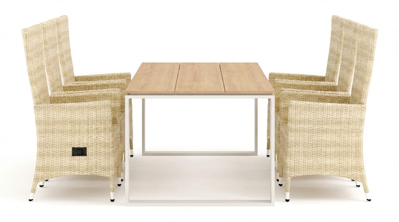 Devon utomhus matgrupp 210x100 cm med 6 Jenny matstolar - Beige/Teak - Utemöbler - Utegrupp - Matgrupper utomhus