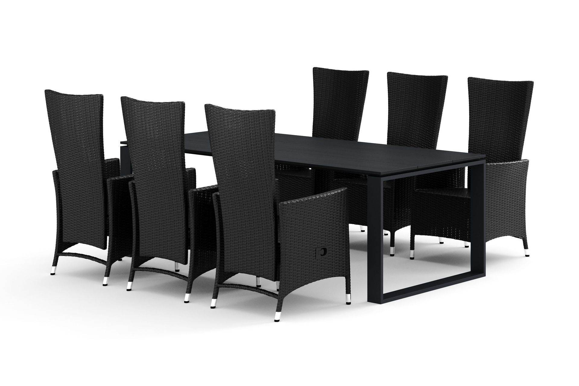 Devon utomhus matgrupp 210x100 cm med 6 Jenny matstolar - Svart