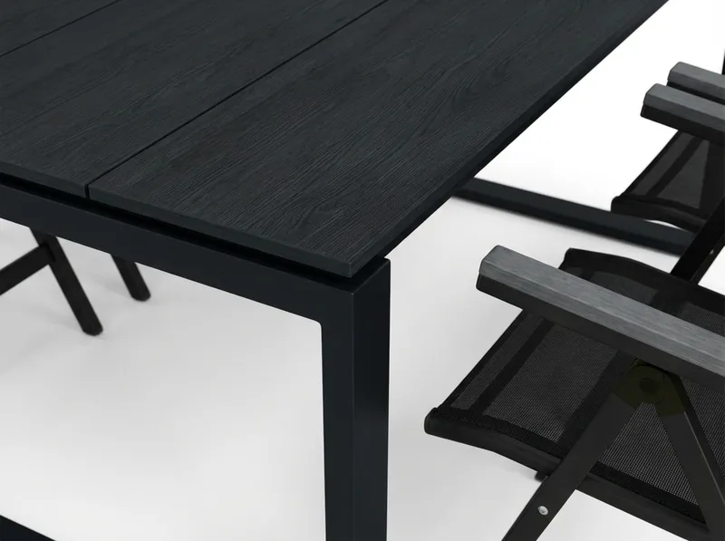 Devon utomhus matgrupp 210x100 cm med 6 Monaco Light positionsstolar - Svart - Utemöbler - Utegrupp - Matgrupper utomhus