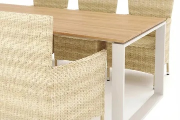 Devon utomhus matgrupp 210x100 cm med 6 Thor fåtöljer - Beige/Teak - Utemöbler - Utegrupp - Matgrupper utomhus