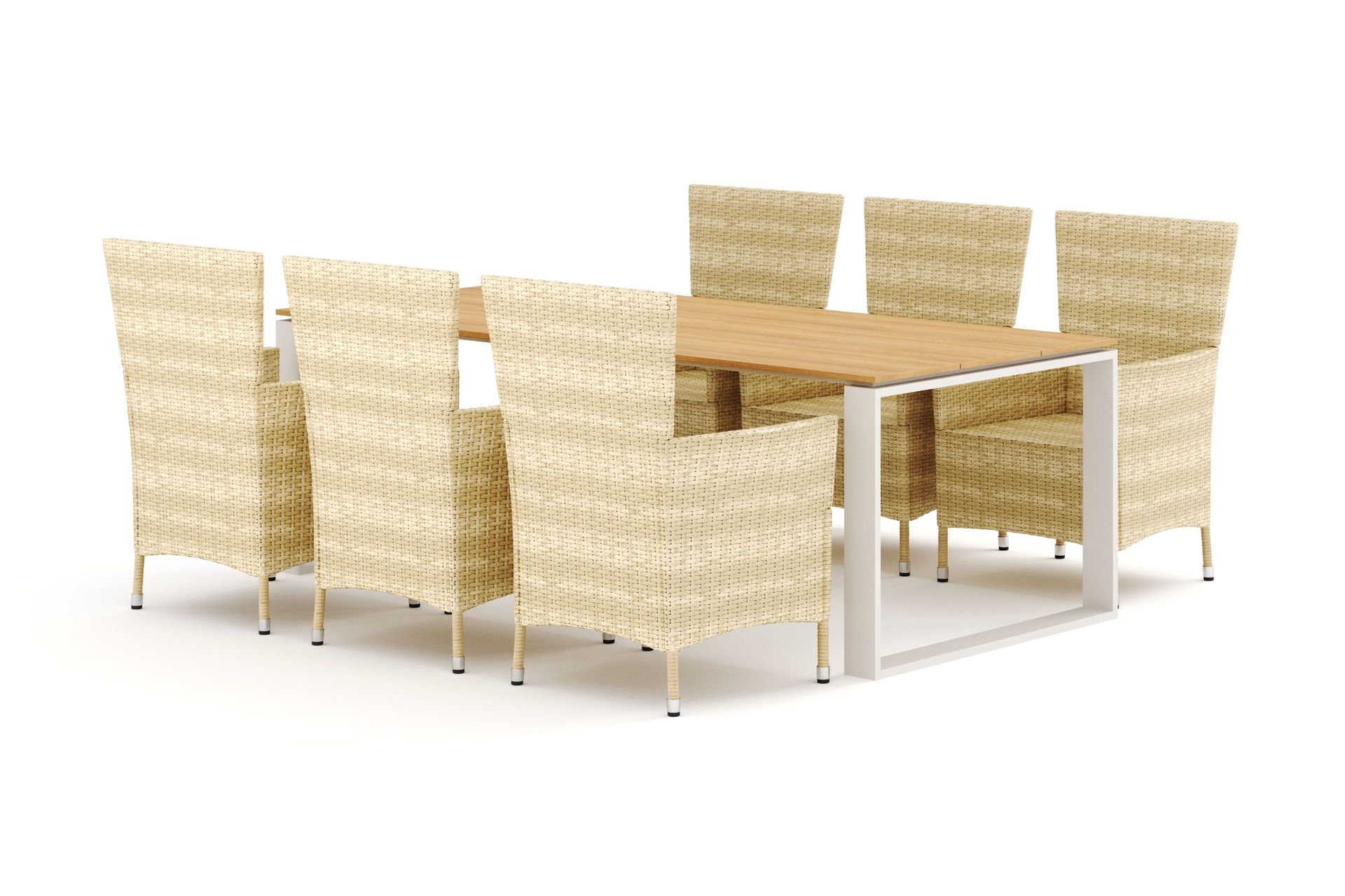 devon utomhus matgrupp 210x100 cm med 6 thor fåtöljer - beige/teak