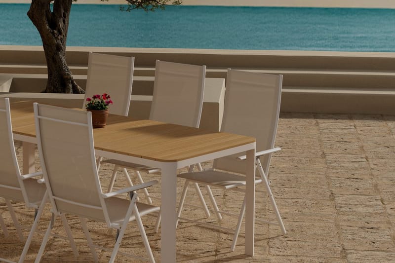 Etna Matbord Utomhus 90x210 cm med 6 Levanzo Karmstol - Utemöbler - Utegrupp - Matgrupper utomhus