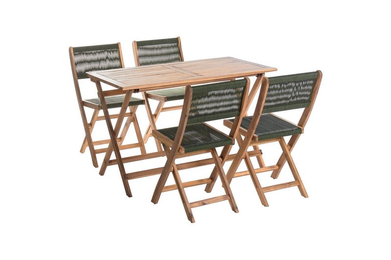 Fällbara utemöbler Prossedi - Grönt, ljust trä - Utemöbler - Utegrupp - Matgrupper utomhus